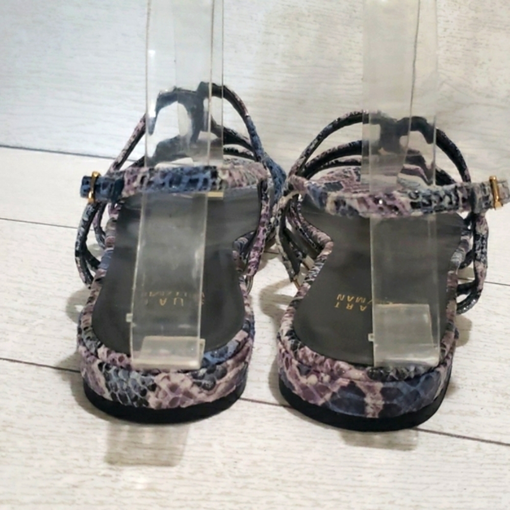Stuart Weitzman Blue And Purple Snake Skin Straps Womens Sandals Size 7 - Picture 5 of 7
